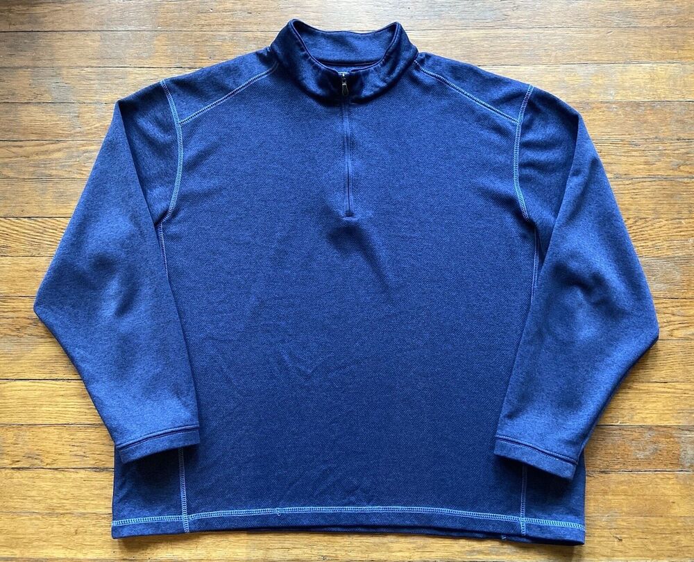 PEBBLE BEACH Performance Blue 1/4 Zip Long Sleeve Pullover sz XL